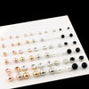 OATHYAN 30 Pairs/set Classic Women's Round Ball Metal Pearl Earrings For Women Girl Gifts Crystal Stud Earring Sets Mix Jewelry
