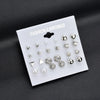 MissCyCy Fashion 12 pair/set Women Square Crystal Heart Stud Earrings for Women Piercing Simulated Pearl Flower Earrings