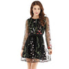 Sexy Women Floral Embroidery Dress Sheer Mesh Summer Boho Mini A-line Dress See-through Black Dress 2019 Vestidos De Festa