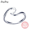 Silver Wave Rings For Women Men Fashion Jewelry Vintage Wedding Engagement Promise Rings