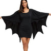 AZULINA Halloween Bodycon Dress with Bat Wings Gothic Style U Neck Long Sleeves Solid Mini Dresses Women Autumn Winter Vestidos