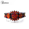 Bamos Brand Female Luxury Orange Fire Opal Ring Fashion Black Gold Filled Jewelry For Women Birthday Gifts High Quality Rings