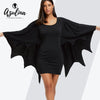 AZULINA Halloween Bodycon Dress with Bat Wings Gothic Style U Neck Long Sleeves Solid Mini Dresses Women Autumn Winter Vestidos