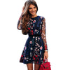 Sexy Women Floral Embroidery Dress Sheer Mesh Summer Boho Mini A-line Dress See-through Black Dress 2019 Vestidos De Festa