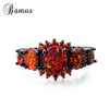 Bamos Brand Female Luxury Orange Fire Opal Ring Fashion Black Gold Filled Jewelry For Women Birthday Gifts High Quality Rings