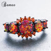 Bamos Brand Female Luxury Orange Fire Opal Ring Fashion Black Gold Filled Jewelry For Women Birthday Gifts High Quality Rings