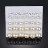 MissCyCy Fashion 12 pair/set Women Square Crystal Heart Stud Earrings for Women Piercing Simulated Pearl Flower Earrings