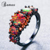 Bamos Brand Female Luxury Orange Fire Opal Ring Fashion Black Gold Filled Jewelry For Women Birthday Gifts High Quality Rings