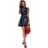 Sexy Women Floral Embroidery Dress Sheer Mesh Summer Boho Mini A-line Dress See-through Black Dress 2019 Vestidos De Festa