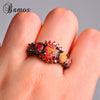 Bamos Brand Female Luxury Orange Fire Opal Ring Fashion Black Gold Filled Jewelry For Women Birthday Gifts High Quality Rings