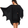 AZULINA Halloween Bodycon Dress with Bat Wings Gothic Style U Neck Long Sleeves Solid Mini Dresses Women Autumn Winter Vestidos