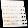 OATHYAN 30 Pairs/set Classic Women's Round Ball Metal Pearl Earrings For Women Girl Gifts Crystal Stud Earring Sets Mix Jewelry