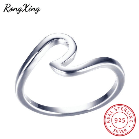 Silver Wave Rings For Women Men Fashion Jewelry Vintage Wedding Engagement Promise Rings