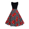 V Collar Music Note Print Sleeveless Dress Summer Big Swing 50s 60s Vintage Dresses Elegant Party Patchwork Dress