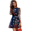 Sexy Women Floral Embroidery Dress Sheer Mesh Summer Boho Mini A-line Dress See-through Black Dress 2019 Vestidos De Festa