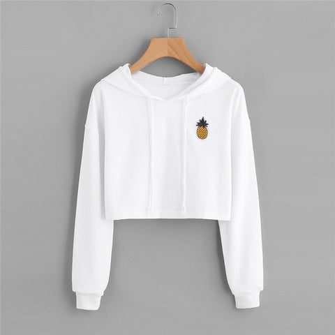 Chamsgend Hoodies Sweatshirts Women Girls Casual Pineapple Fruit White Crop Top Blouse moletom Hoodie Pullover Sweatshirt 71220