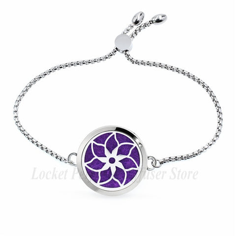 Lotus Flower Angel Wing Yoga 30mm Stainless Steel Bracelet Adjustable Aromatherapy Perfume Diffuser Locket Bracelet