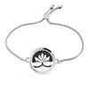 Lotus Flower Angel Wing Yoga 30mm Stainless Steel Bracelet Adjustable Aromatherapy Perfume Diffuser Locket Bracelet