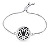 Lotus Flower Angel Wing Yoga 30mm Stainless Steel Bracelet Adjustable Aromatherapy Perfume Diffuser Locket Bracelet